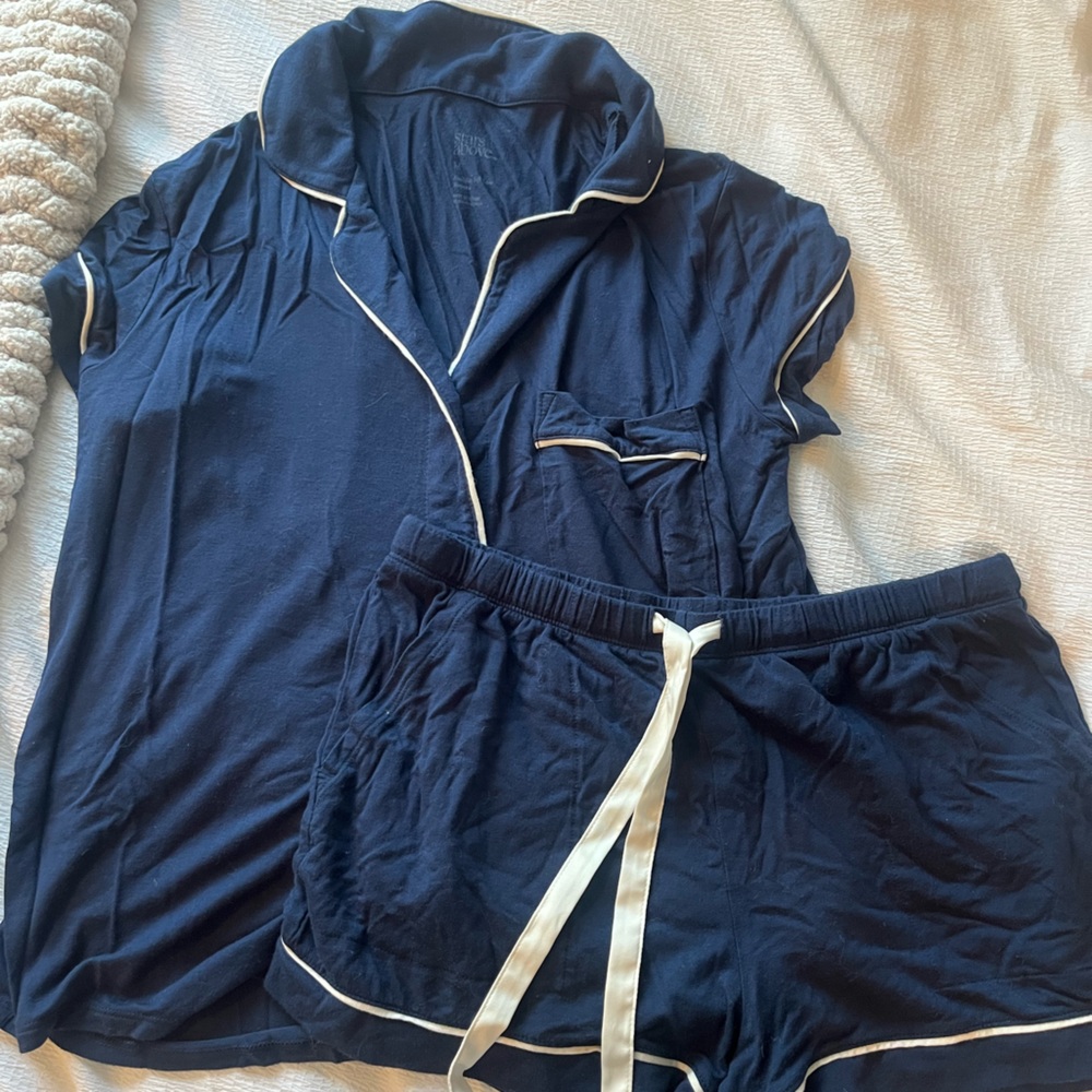navy blue pajama set